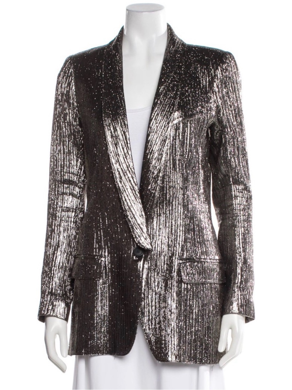 Smythe Metallic Pewter Single-Button Blazer